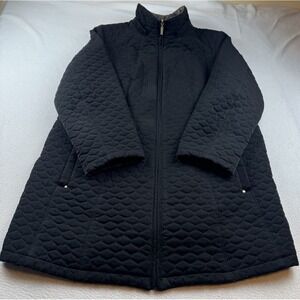 G Gallery Women's Size 1X Black Quilted Coat *No Hood Full Zip